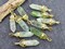 40mm Gold Tone Natural Green Flourite Double Terminated Bullet Pendant